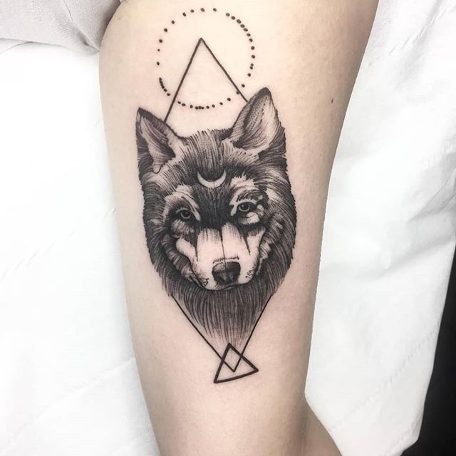 Lovely geometric wolf by  taking a break from colours at  
    