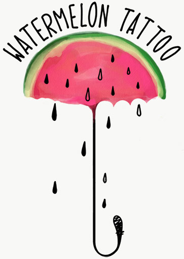Watermelon Tattoo logo, an umbrella made with a watermelon