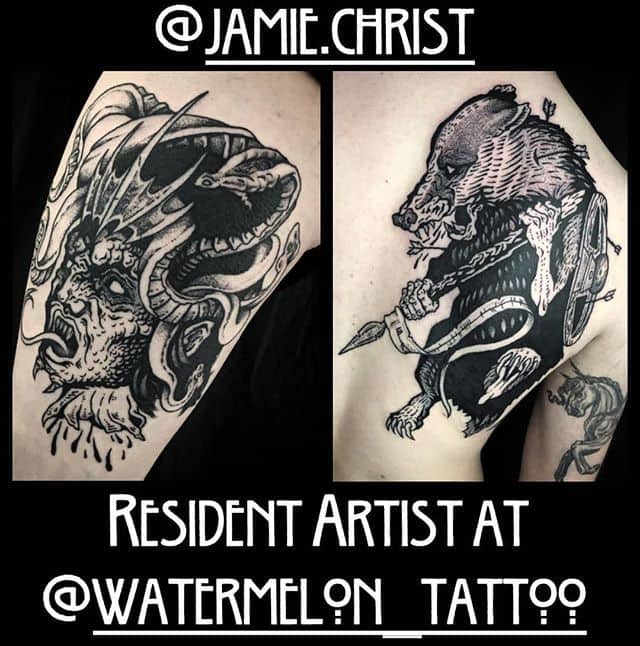 Couple of new pieces by Jamie done here at Watermelon Tattoo. Give us a shout for appointments!!!
.christ