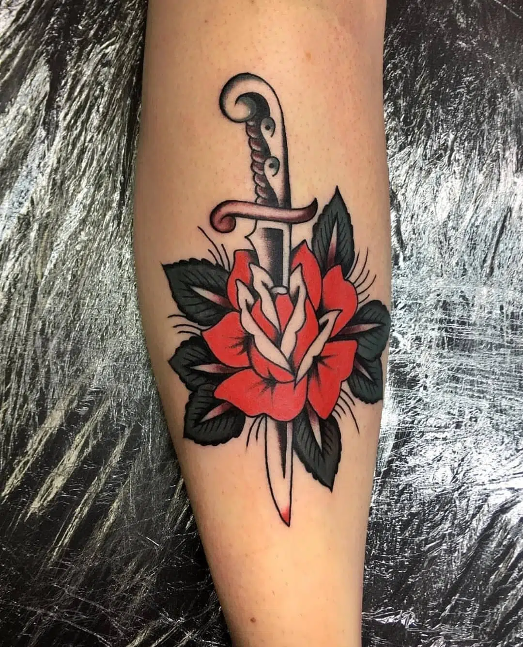 Dagger and rose by Sara Sempreverde at Watermelon Tattoo. Thanks so much for guesting with us, was lovely having you work in the shop!!! 