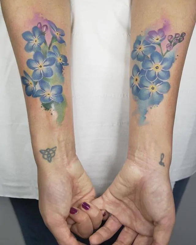 Forget me nots done today for the lovely Darcie. Tattoo by Noemi at Watermelon Tattoo. 