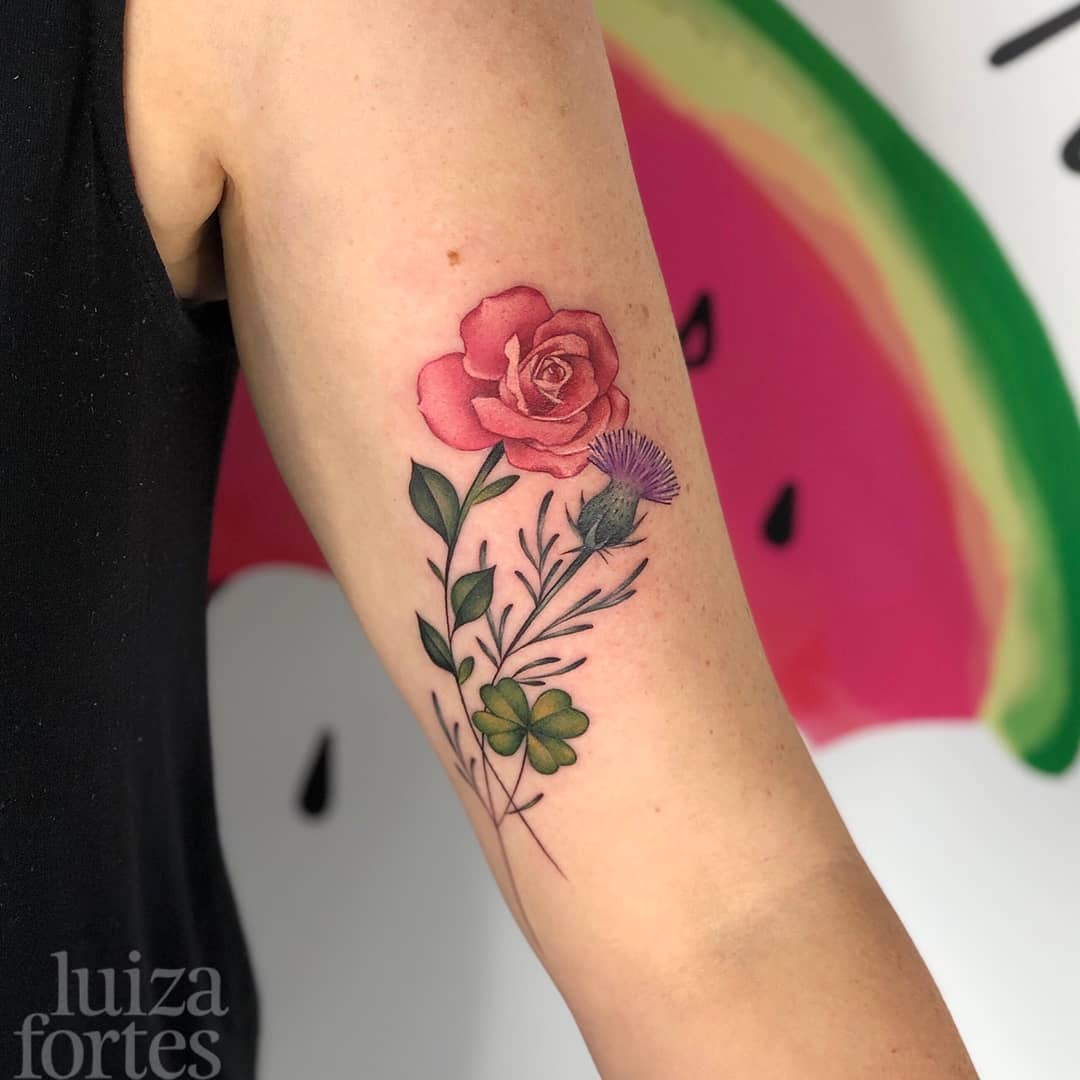 Rose, thistle and shamrock done by our favourite Brazilian Luiza, done at Watermelon Tattoo!
