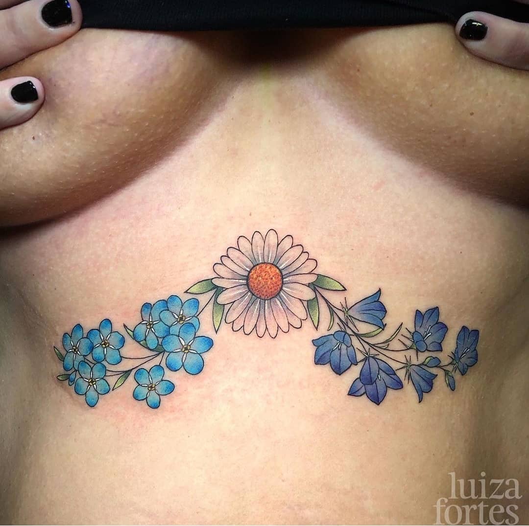 Lovely underboob florals for Michelle by Luiza done at Watermelon Tattoo. 
