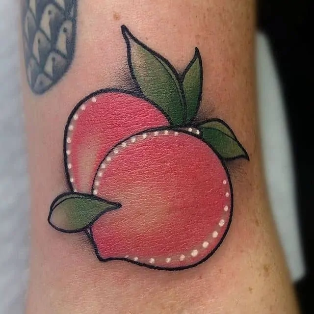 The fruits of her labours... a very cute wee peach by Adriana done at Watermelon Tattoo!
