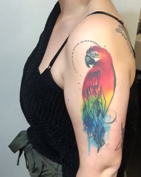 Healed 3 years! It's a huge misconception that watercolour tattoos will fade badly and 'bruise' out with age. Noemi has been tattooing for over 8 years and knows exactly how to do these properly. There is a reason she is booked out for a year in advance, aside from our lovely inclusive studio, she is an expert in delivering these tattoos. Intrinsically her traditional tattoos are very on point and she is more than competent in a variety of styles. All tattoos will eventually fade with age, however, our returning customers and all our healed shots from tattoos years ago are a testament to the fact that these tattoos will hold (when done properly).