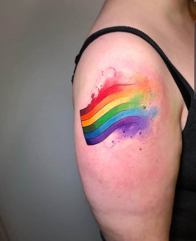 watercolor gay flag tattoo