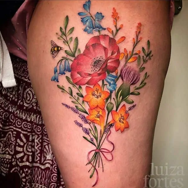 Fabulous bouquet and bee for Rochelle! Thanks so much for coming! Tattoo by Luiza at Watermelon Tattoo!