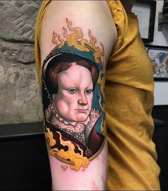 Mary Tudor by Alex Sketch done during his guest spot for the fabulous Tarquin. A grand addition to his many portraits of various Tudor royalty!
