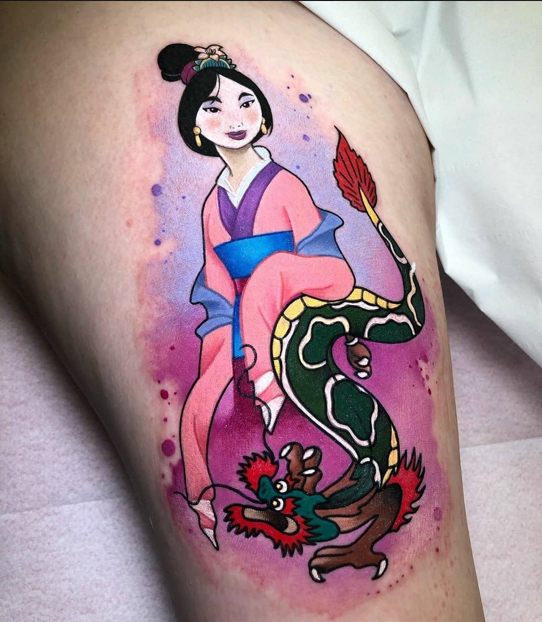 Freshly inked Mulan by Noemi for the lovely Nichole! Always nice to see Noemi mixing up styles and creating something completely unique. 