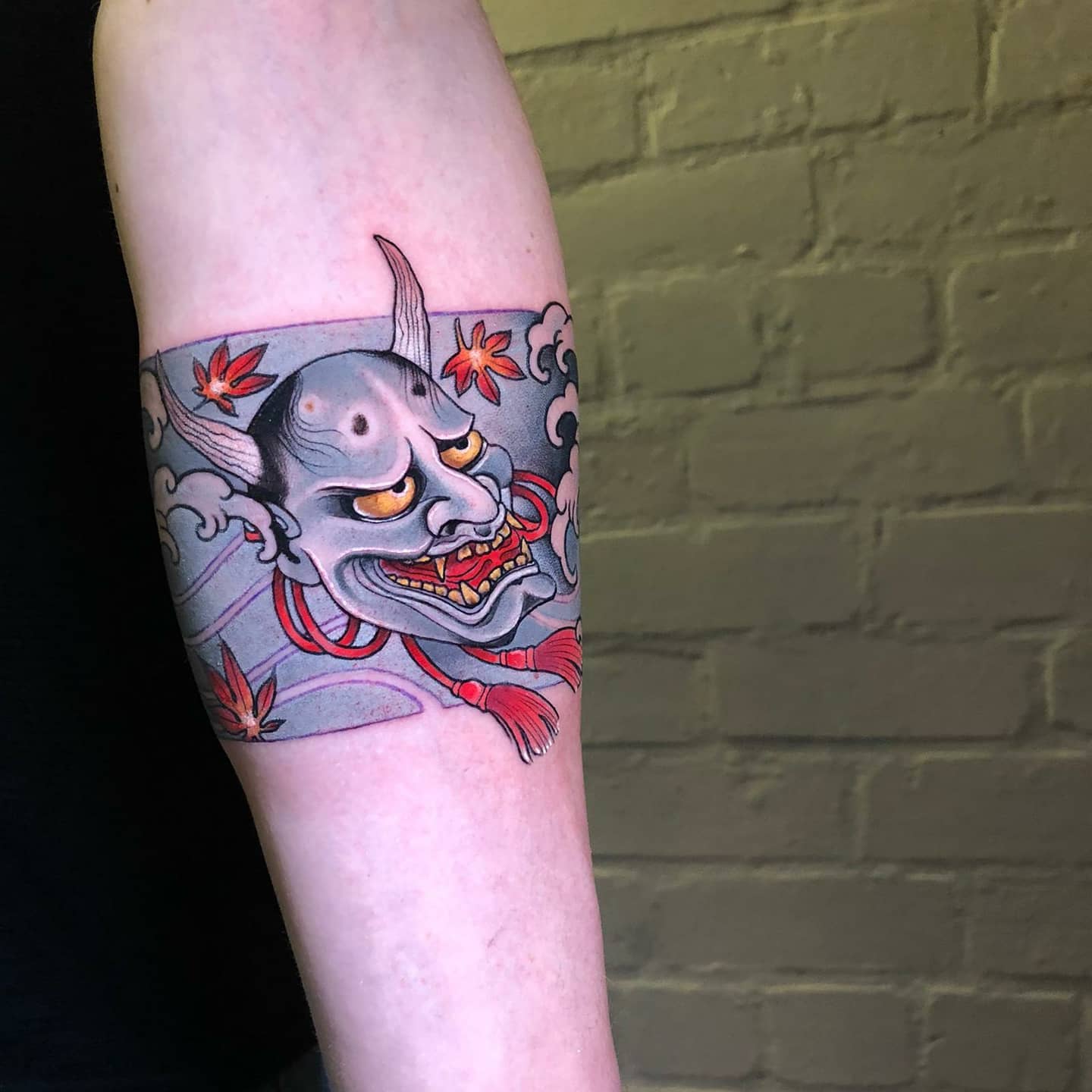 Noemi loves the opportunity to work in other styles. She is more than competent in working in traditional, nontraditional, blackwork, Japanese to simple linework and much more. She studied and delivered various styles during and after her apprenticeship 10 years ago. This Japanese inspired Men-yoroi arm band is a recent piece by Noemi for Michele!