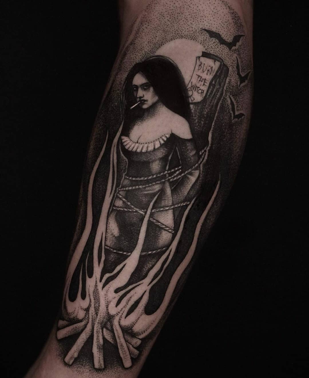 K O R P U S on Instagram Burning witch by Timothy Lee timothyleetattooer  korpustattoostudio brunswick melbourne witch blackworktattoos For  bookings 