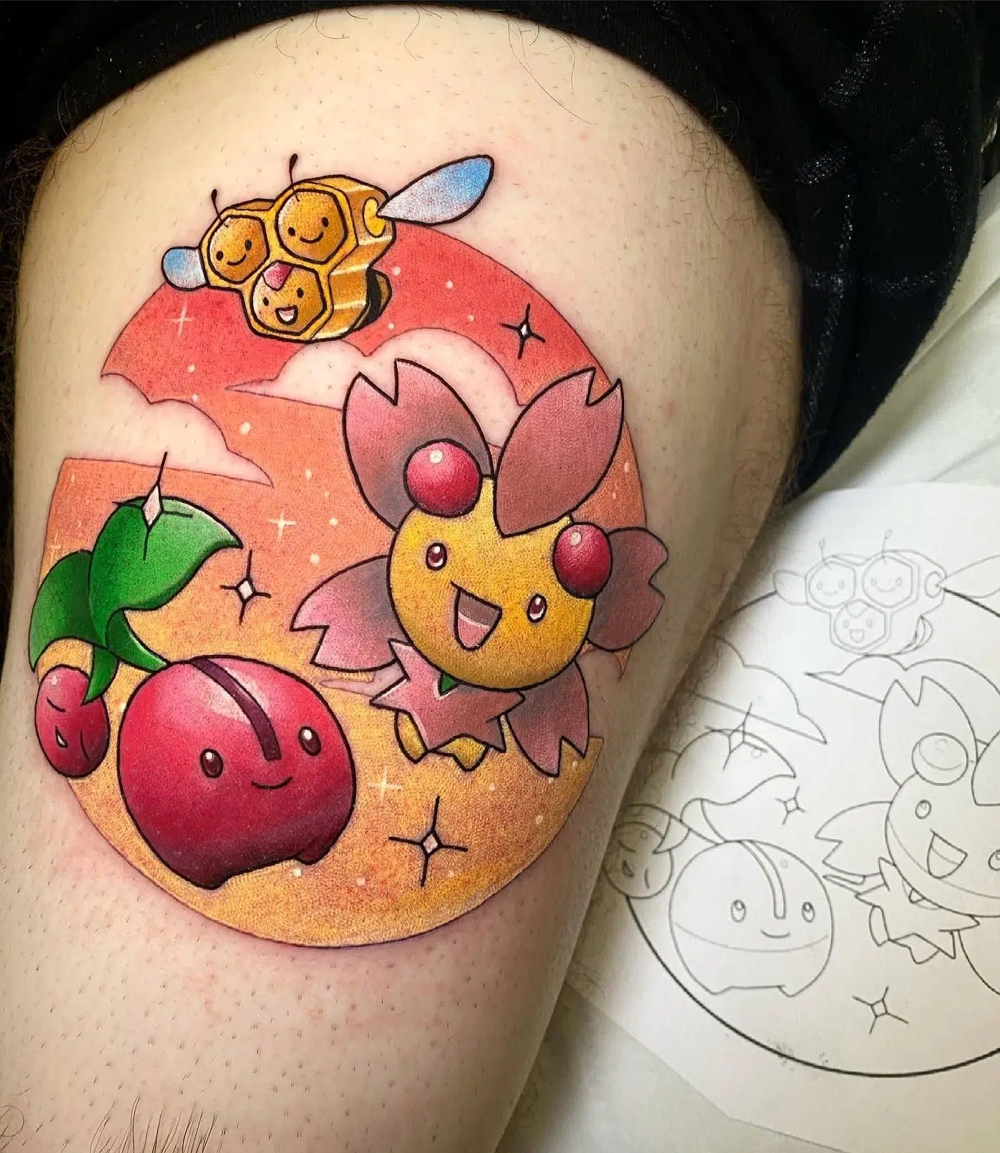 Cherubi, Combee and Cherrim!!!! 
Pokemon cuteness by Noemi!

noemi_tattoo                      
