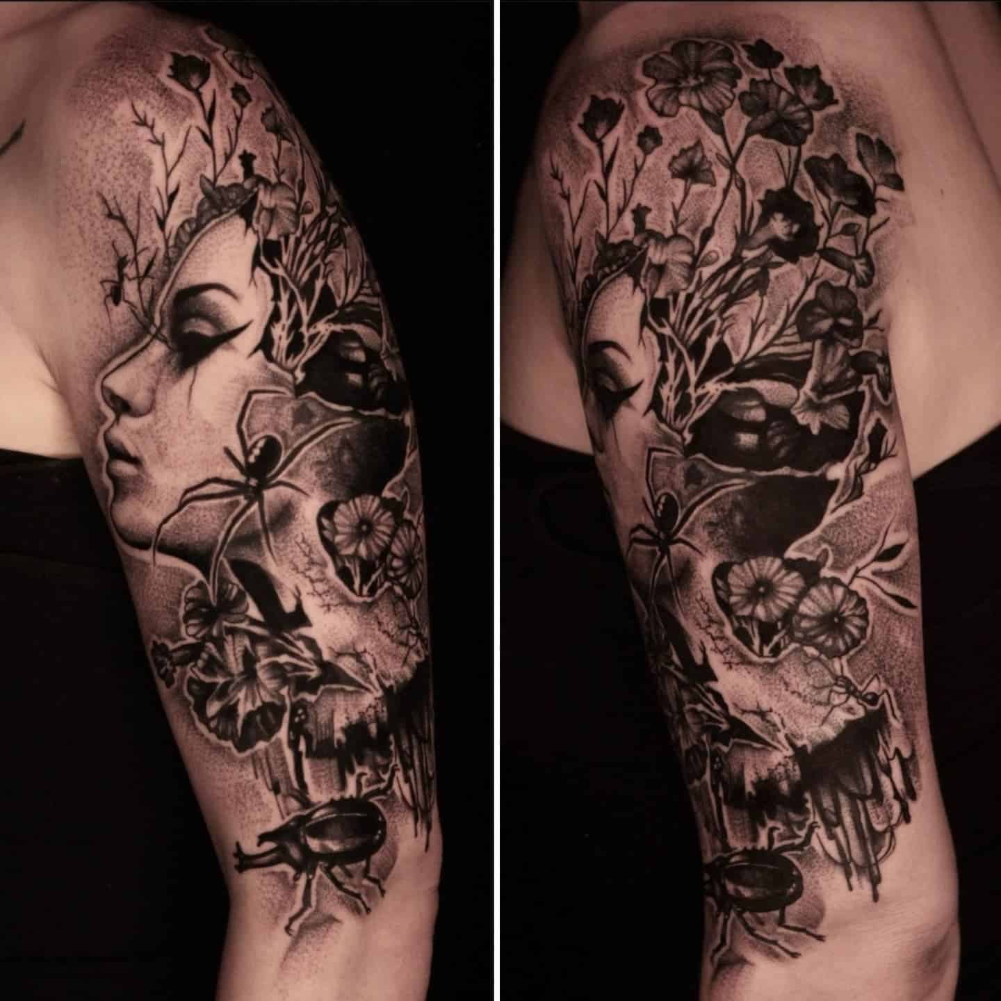 Gorgeous blackwork composition by Liz! Liz's bookings are currently open for late January to March!
lizminellitattoo 
             
