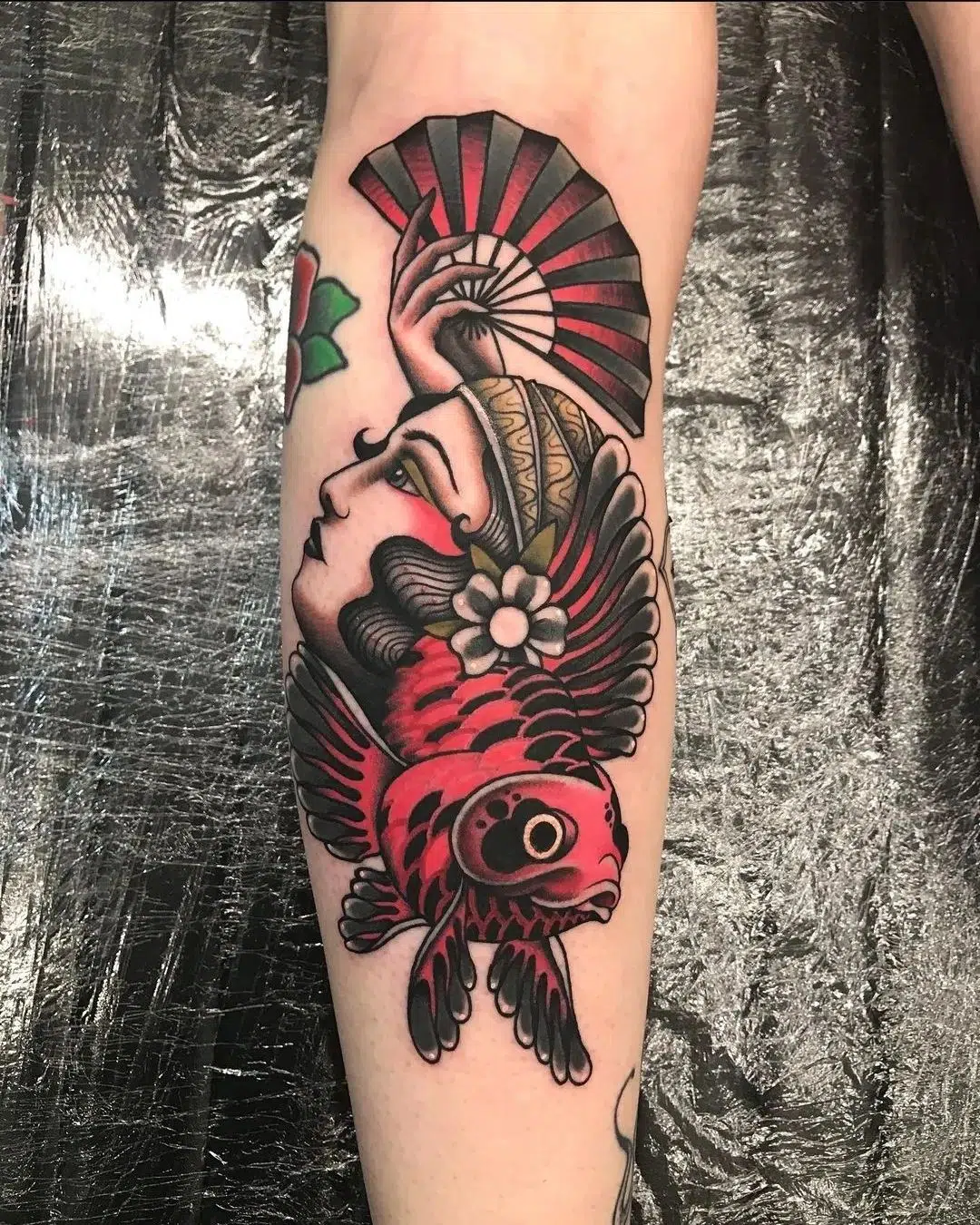 Goldfish tattoo , done by Andy dykes at timeless tradition, pinkston :  r/traditionaltattoos