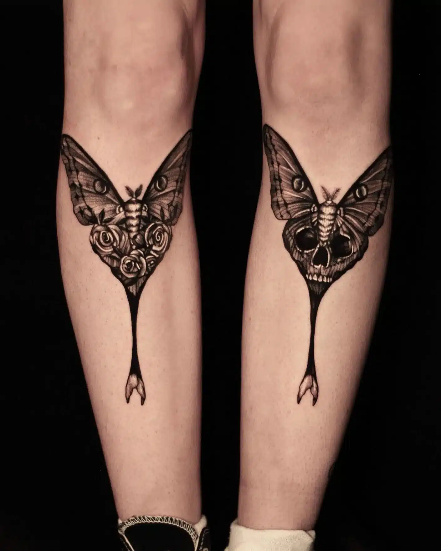 A pair of Comet Moths for Eilidh by Liz! 
lizminellitattoo 

                   