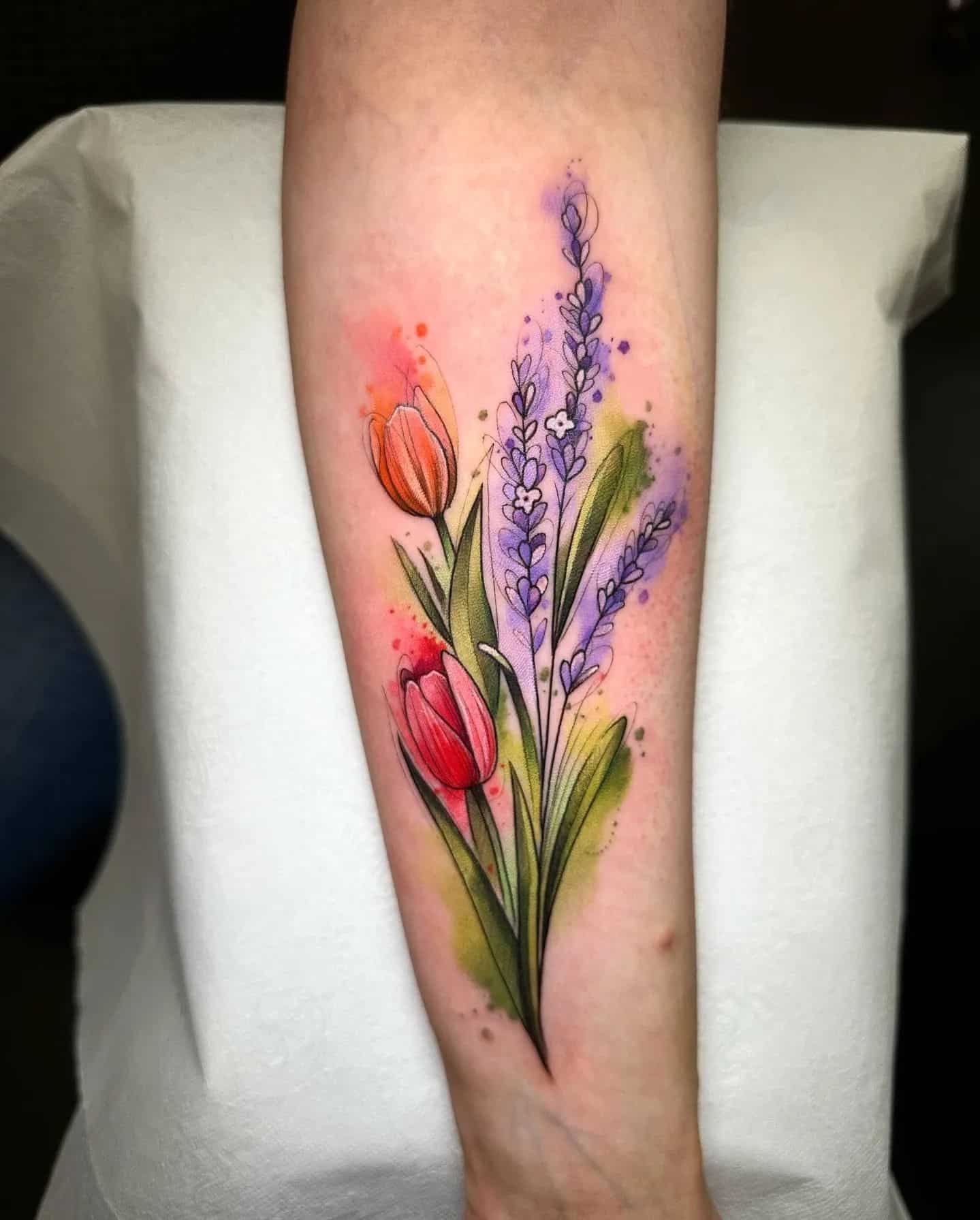 Impressive Pink Gladiolus Flowers Design Tattoo On Back