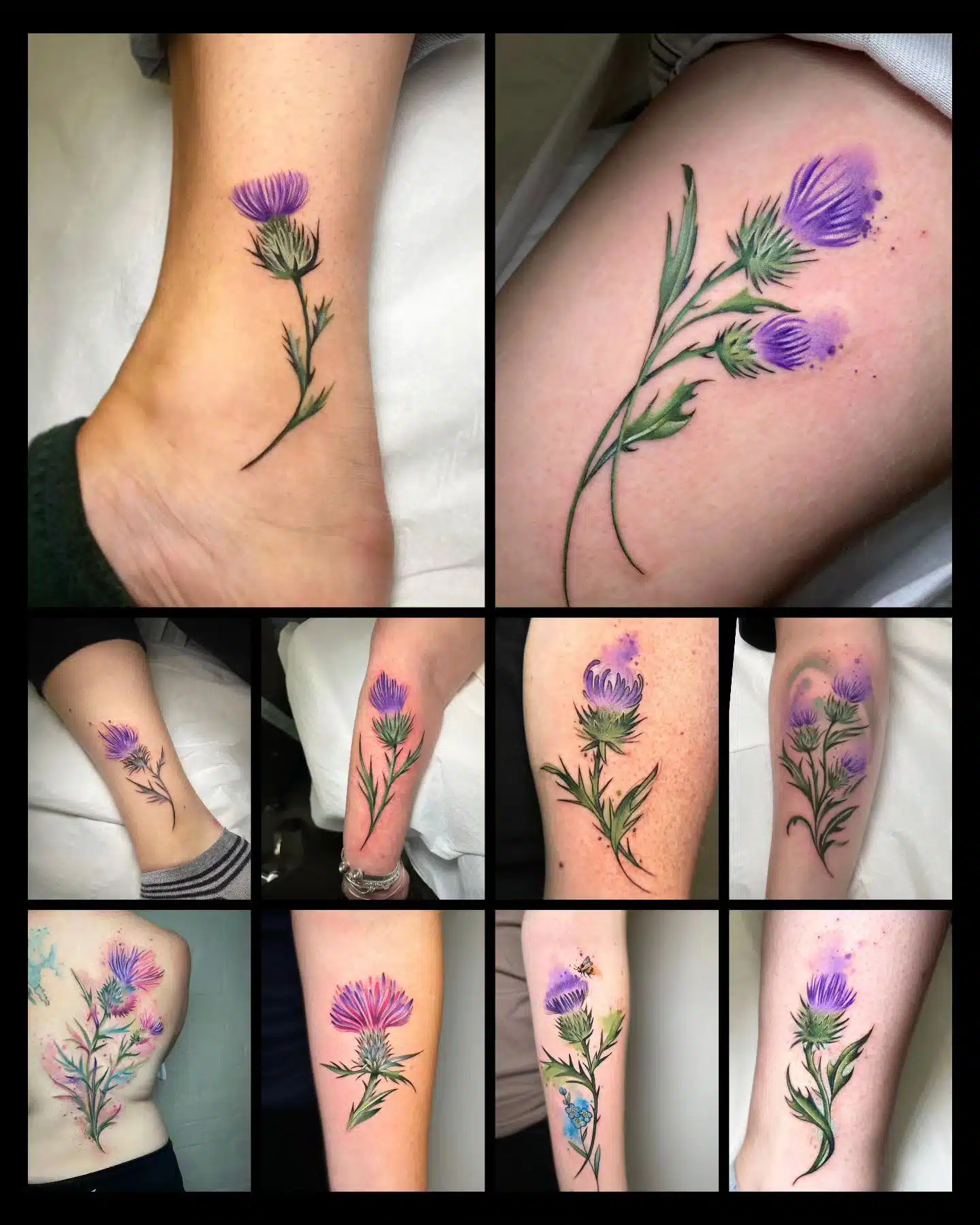 O' Flower of Scotland!
We never tire of creating thistle tattoos, particularly this time of year when we meet so many people from around the world for the Edinburgh Festival looking to immortalise their trip. These are all made by Noemi but Nat and Enrique have both been busy jamming in the odd thistle in between appointments. We are generally fully booked far in advance however, we are a street shop and if we can make the time to facilitate smaller pieces we always do our best to accommodate.
Mon the spikey purple flo'ers!
noemi_tattoo 
enriquevemu 
naaat.j 

                 
